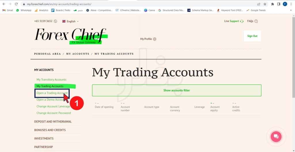 افتتاح حساب در فارکس چیف