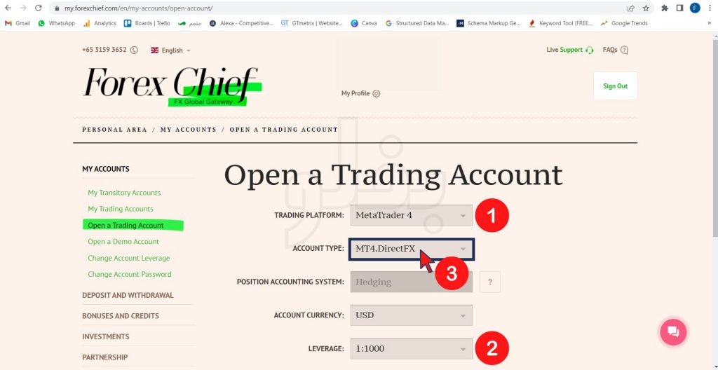 افتتاح حساب در فارکس چیف